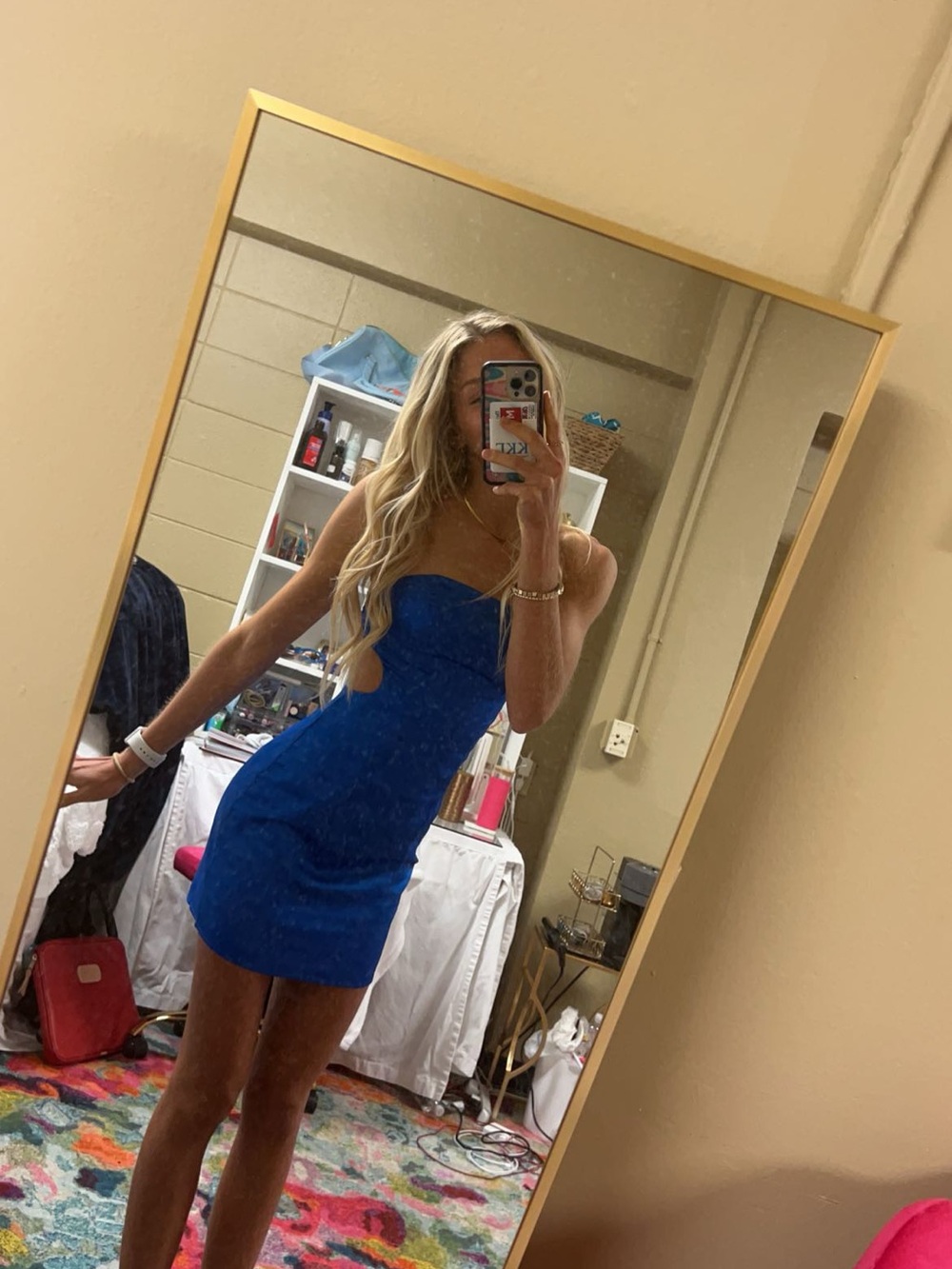 Blue Strapless Cutout Bodycon Dress